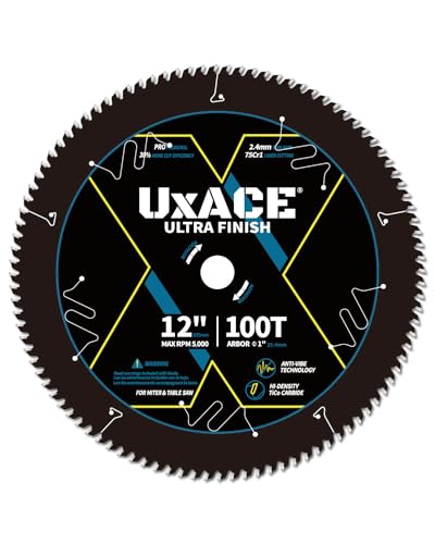 12-Inch 100-Tooth Circular Saw Blade with 1-Inch Arbor, Ultra Finish Wood Cutting, Carbide Tip, Thin Kerf, for Plywood, MDF, OSB, Laminated - size: 12", 1'' Arbor, 100T