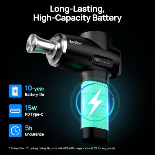 HEYCHY Massage Gun Deep Tissue, Muscle Massager Titanium, Heat and Cold - color: Titanium Alloy Black