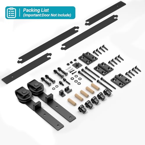 24" Bi-Folding Sliding Barn Door Hardware Track Kit,Smoothly&Quietly,Side Mounted Black Roller,Easy Install,Door Not Included [Fit Double 10" Bifold Doors] - size: 24" for 2 Doors