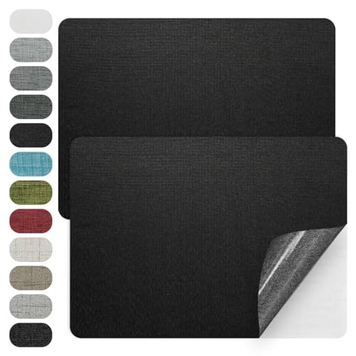 WILDREEDS 2 Pcs 8 x11 Inch Linen Repair Patches, Self-Adhesive Fabric Patch for Sofas, Couch, Furniture,Tote Bags, Car Seats (Black) - color: Black