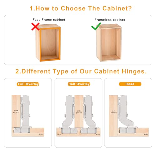 2Pcs Soft Close Full Overlay Cabinet Hinges with Clip-On Plate - color: Full Overlay, size: 2 Pieces
