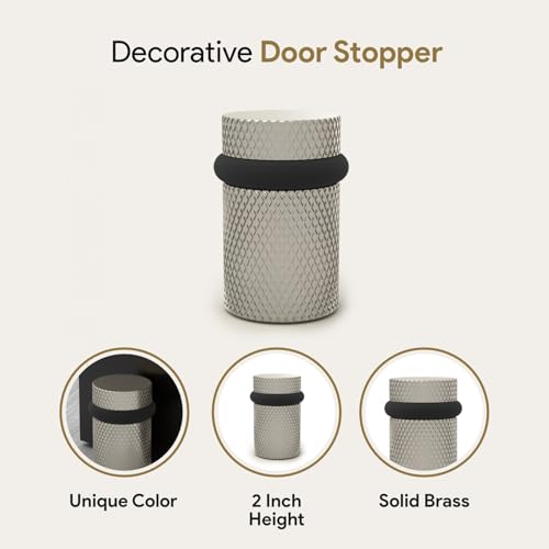 Mega Handles Knurled Floor Door Stopper Satin Nickel (4-Pack) - Floor Mount - color: Satin Nickel, size: 4 Pack