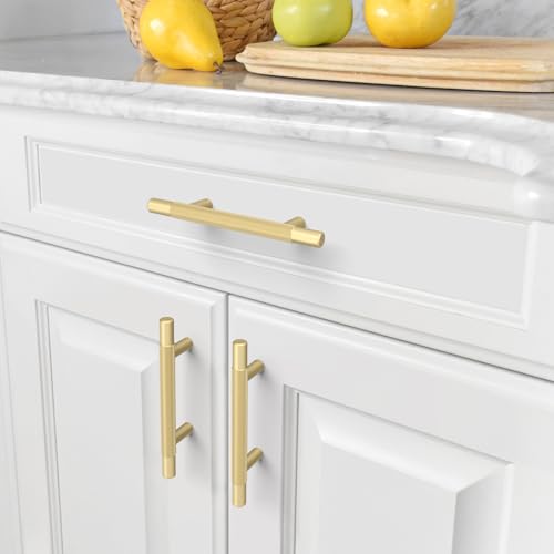 Amerdeco 10 Pack Brushed Gold Knurled Cabinet Pulls 3 Inch Hole Centers Kitchen Cabinet Handles Hardware Kitchen Handles for Cabinets Handles IH0006… - color: Brushed Gold, size: 3"/76MM Hole Center
