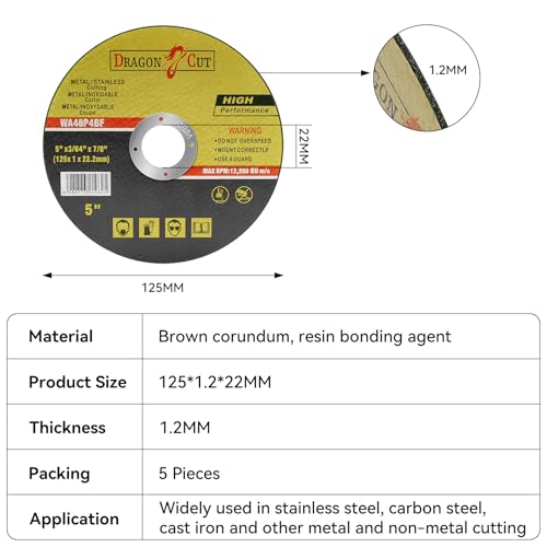 7-Piece Angle Grinder Disc Set, 5" x 3/64" x 7/8" Cut Off Wheels and Flap Discs for Metal & Stainless Steel Cutting and Grinding (No Angle Grinder)