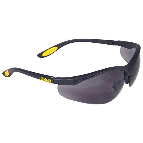 DEWALT DPG59 Reinforcer Rx-Bifocal High Performance Protective Eyeware with Rubber Temples and Protective Eyeglass Sleeve - Smoke Lens, 2.5 Diopter - size: Rx-Bifocal 2.5