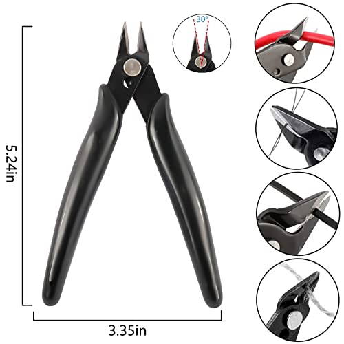 YaeCCC 10 Pack Wire Cutters Black Diagonal Cutting Pliers for Electronic, Model, Jewelry Making, 170 Flush Cutter 5 inch