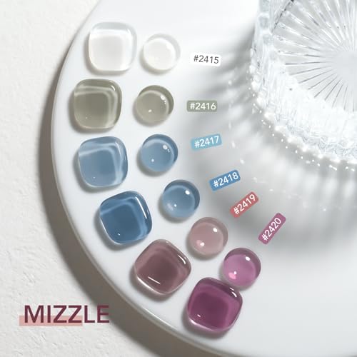 GAOY Mizzle Jelly Gel Nail Polish Set, 6 Colors Milky White Blue Purple | Buildable Color, UV Lamp Required, Long Lasting, Easy to Apply, Blooming Effect, Salon Manicure at Home - color: Mizzle