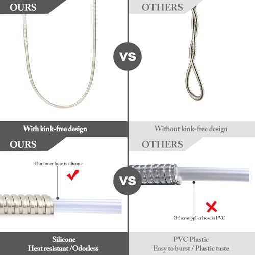 59 Inch Shower Hose Replacement, Stainless Steel, Brushed Nickel - color: 59''-Brushed Nickel