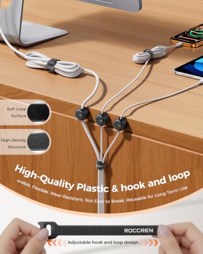 Rocoren 50‑Pack Rotatable Cable Clips & Cord Straps Cable Management Kit