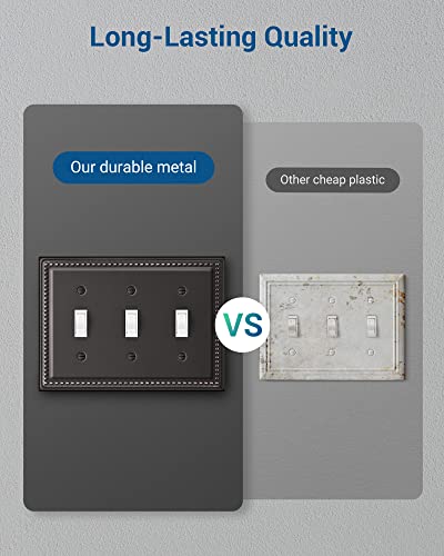 DEWENWILS Aged Bronze Light Switch Cover, Tripple Toggle Switch Wall Plates - color: Aged Bronze, size: 3 Toggle 2PK