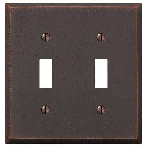 Amerelle Manhattan Double Toggle Cast Metal Wallplate in Aged Bronze - size: 2 Toggle