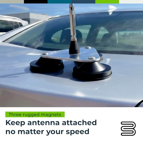 Bolton Tri-Mag Antenna Mount, 3/8" x 24 Threaded, 4" Magnetic Base - style: Tri-Mag Antenna Mount