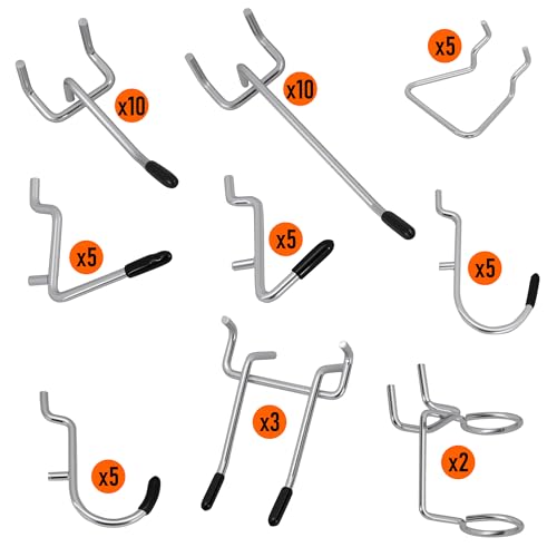 50-Piece Pedboard Hook Set, Durable Metal Hooks for Tool Hangging, Workshop, Garage and Home Organization