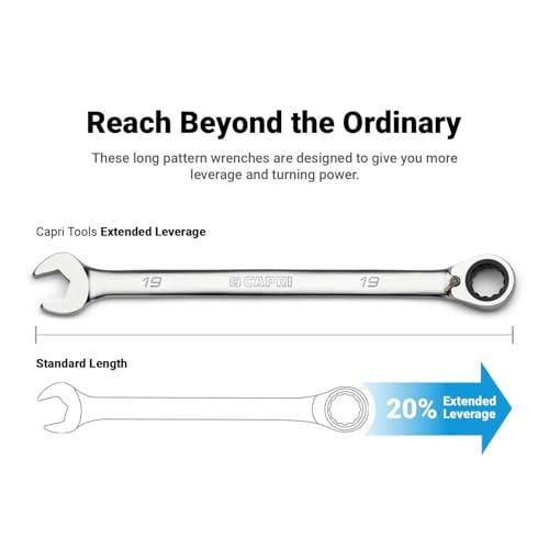 Capri Tools 11 mm 120-Tooth Ultra-Smooth Reversible Ratcheting Combination Wrench, XL Long Series, Metric, 12-Point - size: 11 mm