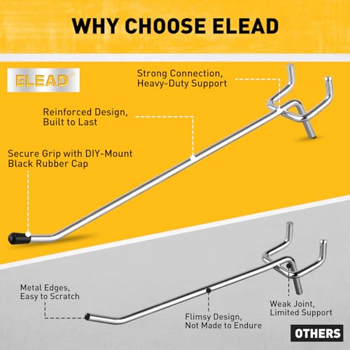 ELEAD 105-Piece 6 Inch Pegboard Hooks, Heavy Duty Peg Board Organizer Accessories, Peg Board Tool Hangers Fit for 1/4" and 1/8" Pegboard Hanging Tools Garage, Workshop, and Craft Storage - style: 105-Piece 6 Inch