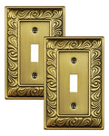 2-Pack Paisley Pattern Single Toggle Light Switch Cover Plate, Metal Plate - style: 1 Toggle 2PK