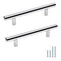 Probrico 30 Pack|3.5 inch Drawer Pulls Stainless Steel, Modern Polished Chrome Cabinet Pull, Round T bar Handles Dresser Drawer knobs, Kitchen Cabinet Knobs Hardware, 6 inch Overall Length - color: Polished Chrome, size: hole center 3-1/2"