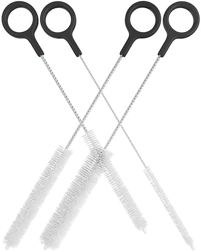 Buenalife Heavy Duty Cleaning Brushes Set of 4 - Extra Long Straw Cleaners for Metal and Plastic Reusable Drinking Straws, to Clean Small Spaces, Sippy Cups, Water Bottles - Sturdy Hard Brush Bristles - color: Black