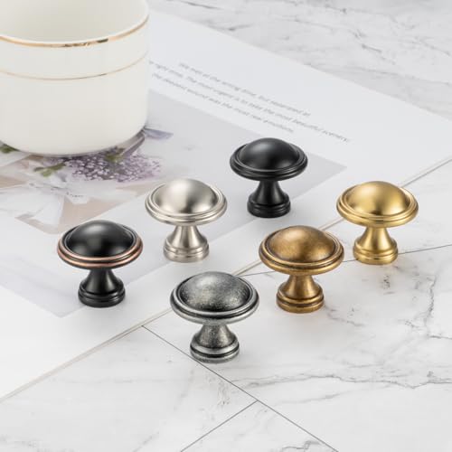 KOOFIZO 30 Pack Brushed Gold Cabinet Knobs Round Single Hole Pulls K30 - color: Brushed Gold, size: Knob 1 - 30Pcs