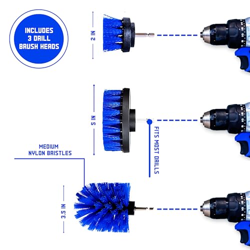 Diamond Shine 3-Pack Multipurpose Drill Brush Attachment Set – Turns Drill Into Electric Power Scrubber for Tile, Grout, Floors, Bathtub & Shower
