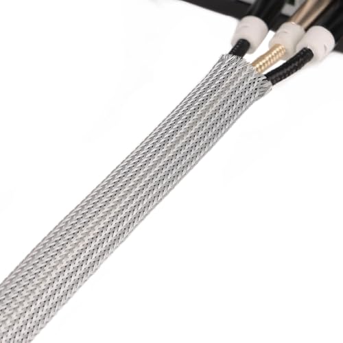 25ft PET Expandable Braided Cable Sleeve 1/4inch(6mm) Pet Braided Cable Sleeve for Audio Video Device Wire Automotive Wire (Grey) - color: Grey, size: 6mm"(1/4 inch)