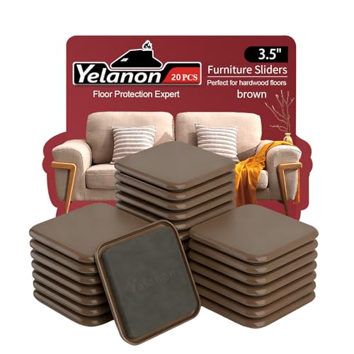 Yelanon Furniture Sliders 20 Pcs 3.5" Square Brown for Carpet - size: 20pcs 3.5” Square Brown