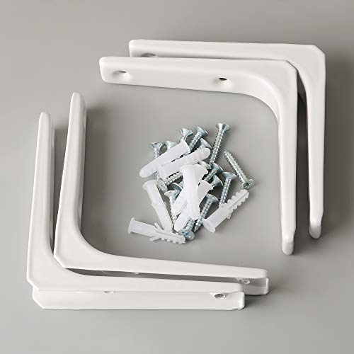 SAYAYO Wall Shelf Bracket White, 4 Inch Heavy Duty L Bracket for Wood - color: White, size: 4 x 4 Inch (4 PCS)