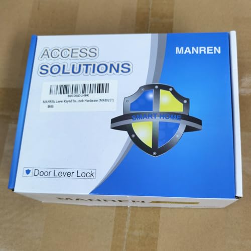 1 Pack of MANREN Lever Keyed Entry Door Lever Handle Lock, Universal Door Knob Hardware,Nickel Brushed Color (MR802ET) - color: Nickel Brushed, style: Entrance