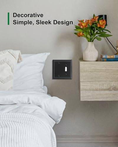 2-Pack Natural Bamboo Fiber Combo Blank/Toggle Light Switch Cover Plate - color: Matte Black, size: 1 Blank/1 Toggle 2PK