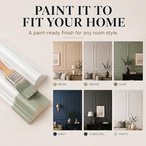 Pre-Cut Wall Molding Kit: Ready to Assemble Paintable Wainscoting Panels | Alternative to Peel-and-Stick Wall Panels,Accent Wall Interior Wall Decor for Living Room, Bedroom, Entryway White 24 PCS