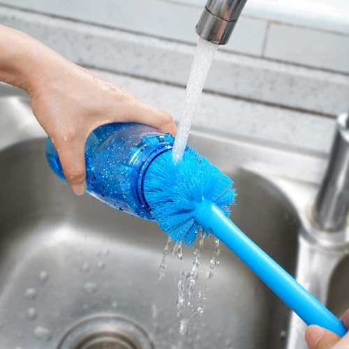 MOSOLAN 2-in-1 Bottle Brush and Straw Cleaner Brush, Breezy Blue, 1 Pack - color: Breezy Blue, size: 1 Count (Pack of 1)