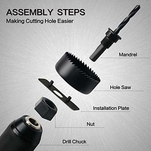 GMTOOLS Hole Saw Set, 19Pcs Hole Saw Kit with General Purpose 3/4" to 5"(19-127mm) Saw Blades, Mandrels, Drill Bits, Installation Plate, Hex Key with Storage Case, Idear for Wood, Plywood, PVC Board - style: Hole Saw 19pcs