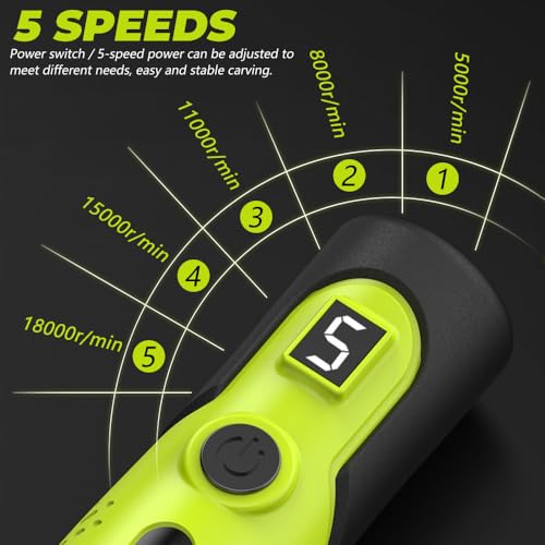 KEPEAK Cordless Rotary Tool, Rotary Tool Kit 231 Accessories, 18,000 RPM 5-Speed Rechargeable Rotary Tool for 3D Printing, DIY Crafts, Sanding, Polishing, Drilling, Etching, and Engraving