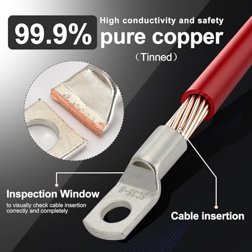 160PCS Thick Copper lugs Ring Terminal Wire Connector & Heat Shrink - color: Tinned Copper