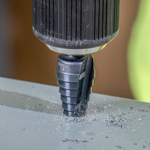 Klein Tools KTSB03 Step Drill Bit Double Fluted #3, 1/4 to 3/4-Inch with Easy-to-Read Markings and Targets, 3/8-Inch Hex Shank - size: 1/4 to 3/4-Inch, style: Standard