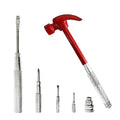 Red 6 in 1 Multitool Mini Hammer & Screwdriver Set - Camping Hand Tools with Metal Hammer Head - color: Red