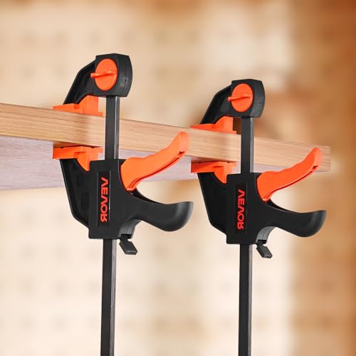 VEVOR Bar Clamps for Woodworking, 2-Pack 12 inch and 2-Pack 6 inch, One-Handed Clamp/Spreader, Quick-Grip F-Clamp with 154 lbs Load Limit, Premium Plastic and Steel, for Woodworking Metal working - size: 12"(4 Pack), style: Quick Grip