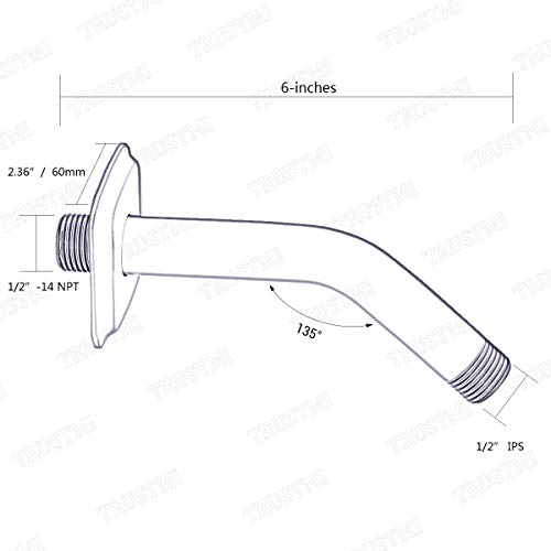TRUSTMI Gold Shower Arm with Flange, Champagne Bronze 6 Inch Angled Shower Arm, Wall Mount, Curved Rainfall Showerhead Extension, Stainless Steel - color: Champagne Brozne