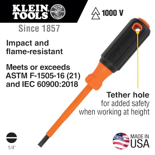 Klein Tools 9419R 1000V Insulated Tool Set, Made in USA, with Diagonal-Cutter, Long-Nose Pliers and 3 Screwdrivers, 5-Piece