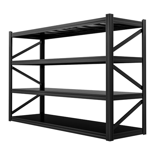 4-Tier Heavy Duty Garage Shelving, 5,000 lbs Capacity Adjustable Metal Storage Shelving Unit for Garage, Basement, Warehouse and Workshop, 71" W x 24" D x 71" H - size: 4T 71"W x 24"D x 71"H
