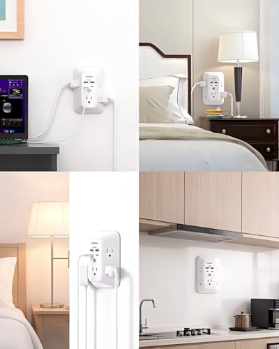Addtam 5-Outlet Extender Surge Protector, Multi Plug Wall Outlet with 4 USB Wall Charger(PD 30W), Outlet Splitter Power Strip for Home Office Dorm Room Essentials, Plug Extension Outlet 1800J - size: 2c2a Pd 30w