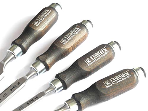 Narex Wood Chisel Set of 4 (8/10/16/32) with Dark Handle - color: Dark-stained