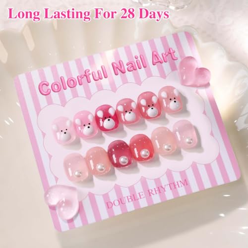 Double Rhythm 28Pcs 0.5Oz Gel Nail Polish Set Same Color Same Bottle Gel Polish Kit Nail Art Manicure Salon DIY at Home for Women (Jelly Sheer Clear Collection-T24-8) - color: Milky Jelly Nude Pink