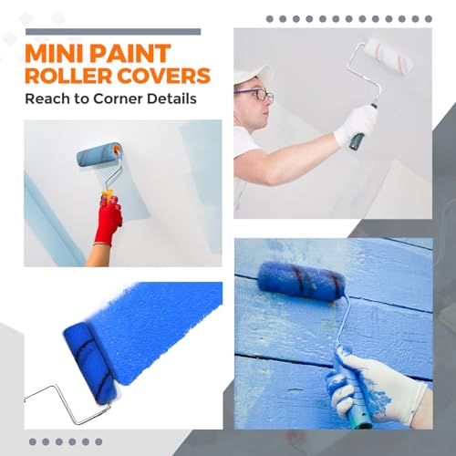 Leumoi 300 Pcs 4 Inch Mini Paint Rollers 1/2" Nap Microfiber,Red, Gray - color: Red, Gray