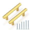 Probrico 5 Pack 2-1/2 inch Center-to-Center Kitchen Cabinet Pulls T Bar Gold Cabinet Handles Modern Drawer Hardware Dresser Pulls, 4 inch Total Length - color: Gold, size: hole center 2-1/2"