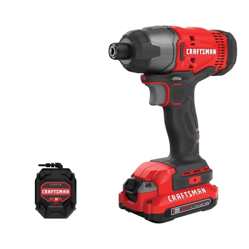 CRAFTSMAN 20V MAX Impact Driver Kit, 1/4 Inch, 2,800 RPM, LED Work light, Battery and Charger Included (CMCF800C1) - style: 20V MAX Impact Driver Kit