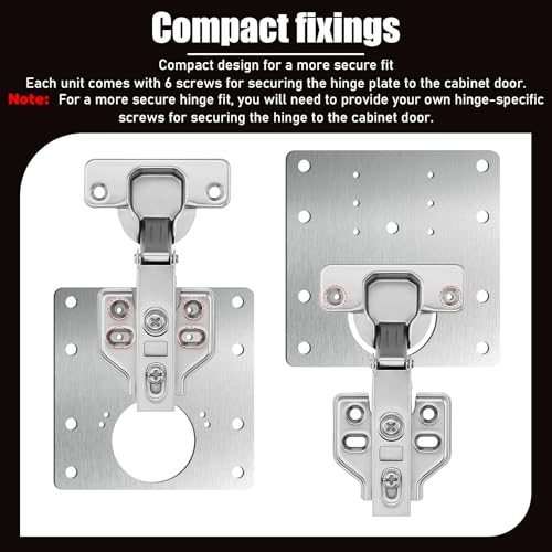 20 PCS Upgraded Cabinet Hinge Repair Plate Kit Thickened by 0.7 mm Stainless Steel Hinge Repair Brackets Kit Metal Hinges Repairs Fixing Plates with Screw for Kitchen Cupboard Door Locker Cabinet Door - size: 3.54 x 3.54 inches
