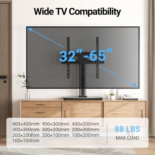 PERLESMITH Universal TV Stand Legs for 32-65 inch TVs, Table Top TV Stand up to 88 lbs, Height Adjustable Television TV Mount, Universal TV Leg Base for Living Room & Bedroom (32-65 Inch with Swivel) - size: 32-65 Inch with swivel