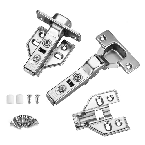 4Pcs Soft Close Half Overlay Cabinet Hinges with Clip-On Plate - color: Half Overlay, size: 4 Pieces