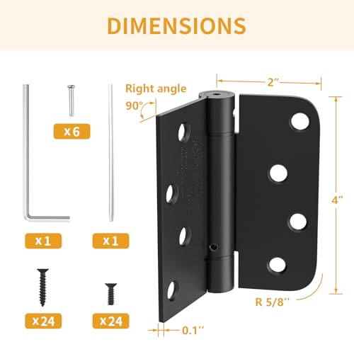 Luxbaro 3 Pack Spring Hinges Self Closing 4 Inch, Self Closing Door Hinges - color: Matte Black-square&5/8'', size: 4" 3 Pack